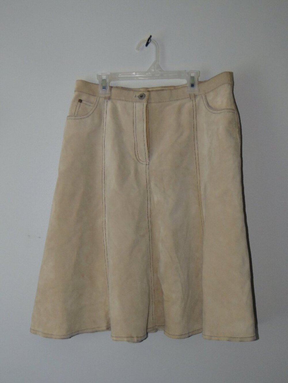 In Suede Leather A-Line Skirt